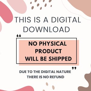 Puede incluir: Gr&aacute;fico de descarga digital con el texto "THIS IS A DIGITAL DOWNLOAD." El texto contin&uacute;a, "NO PHYSICAL PRODUCT WILL BE SHIPPED." Tambi&eacute;n indica "DUE TO THE DIGITAL NATURE THERE IS NO REFUND."