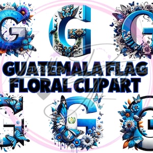 Guatemala Floral Clipart PNG , Sublimation Design Download, Guatemala Flag Design, Guatemala Sublimation, Digital Download Only