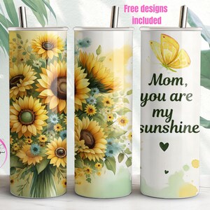 Sunflower Mom Tumbler Wrap: Floral 20 oz Skinny Design (Digital Download)