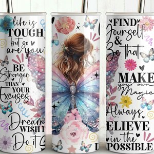 Motivational Tumbler Wrap: Seamless 20 oz Skinny Design (Digital Download)