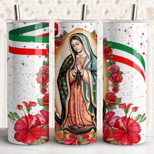 Virgen de Guadalupe Tumbler Wrap: Mexican Flag Design (Digital Download)