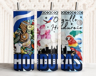 Honduras Flag Tumbler Wrap: 20oz Skinny Sublimation Design (Digital Download)