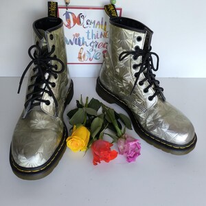 Dr Martens JEWEL silver 1460 8 eye holographic ankle boots UK8 EU42 US10