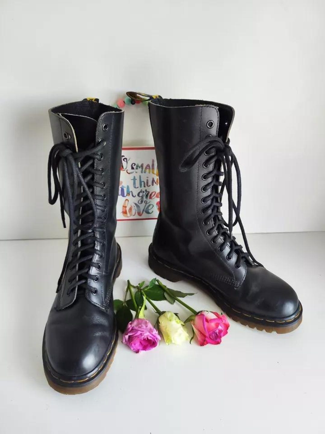 Dr Martens 14 Eye 1914 Black England Vintage Boots UK6 EU39 US8