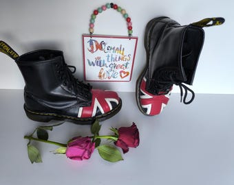 Dr. Martens 1460 Skull Rockabilly Boots, Black Leather, UK6 EU39