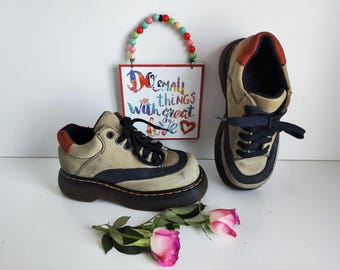 RARE Dr Doc Martens 8345 Vintage England beige black platform shoes UK3 EU36 US5