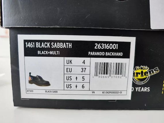 Dr Martens 1461 Black Sabbath Black Purple Backhand Shoes UK4 EU37