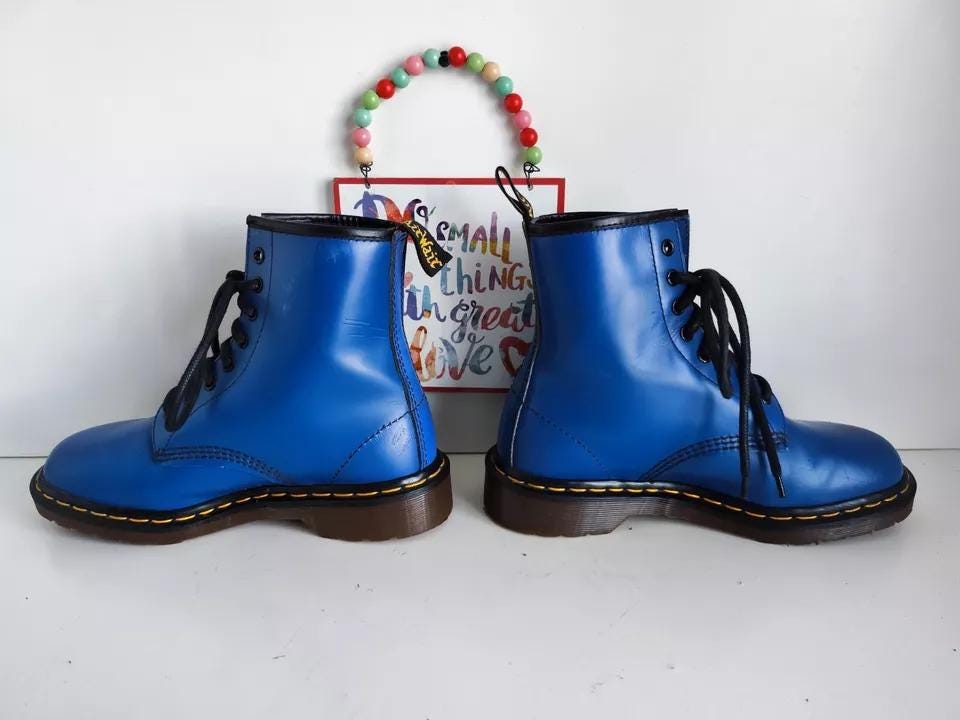 Dr Martens 1460 8 Eye Blue Vintage England Boots UK5 EU38 US7 - Etsy