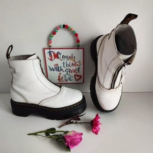 Dr Martens Jettie White Platform Zip Quad Boots UK4 US6 US6