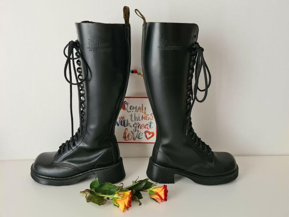 Dr Martens 1420 20 Eye Black Knee High Boots England Vintage Dr Martens 1420 20 Eye Black Knee High Boots England Vintage
