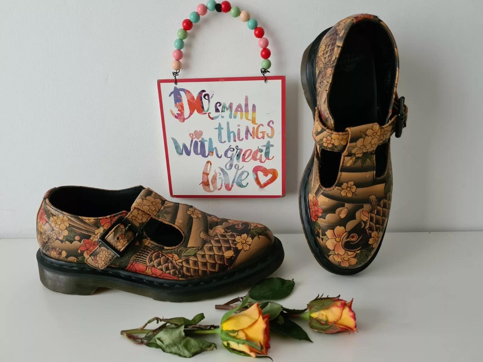 Dr Martens Mary Jane T-strap Polley Sandals Tattoo Brown Shoes UK5 
