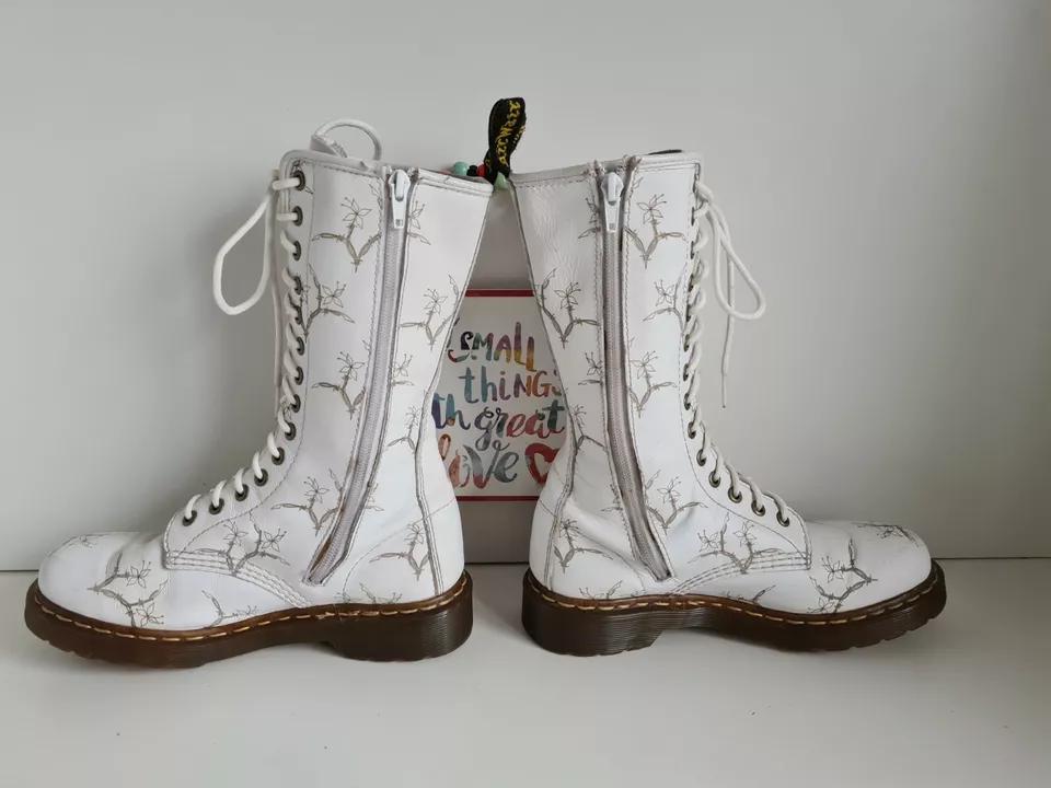 マリア Dr Martens 14 Eye White 12381 Floral Mid Calf Boots 1b99 Zip