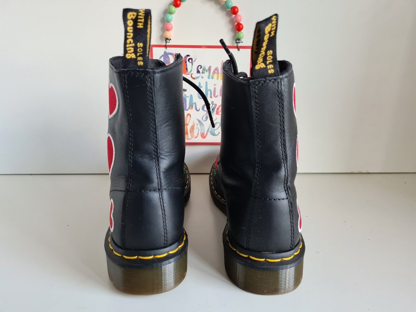 Dr Martens 1460 Pascal Hearts Sequin Black Red Ankle Boots UK 5 EU 38 US7 Etsy UK