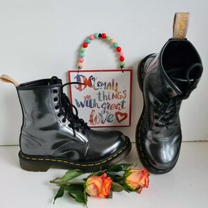 Gunmetal Dr Martens Vegan Chrome Pascal Dr Doc Martens 1460 Hole