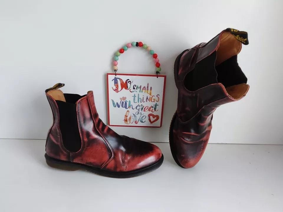 Dr Doc Martens Arcadia Chelsea Flora Cherry Red Boots UK8  display picture 3