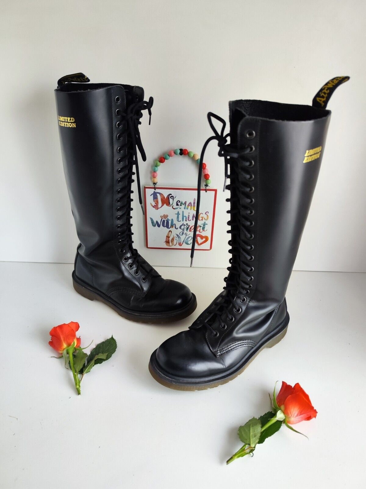Dr Martens 1420 Knee High 20 Eye Limited Edition Black Boots Dr Martens 1420 Knee High 20 Eye Limited Edition Black Boots