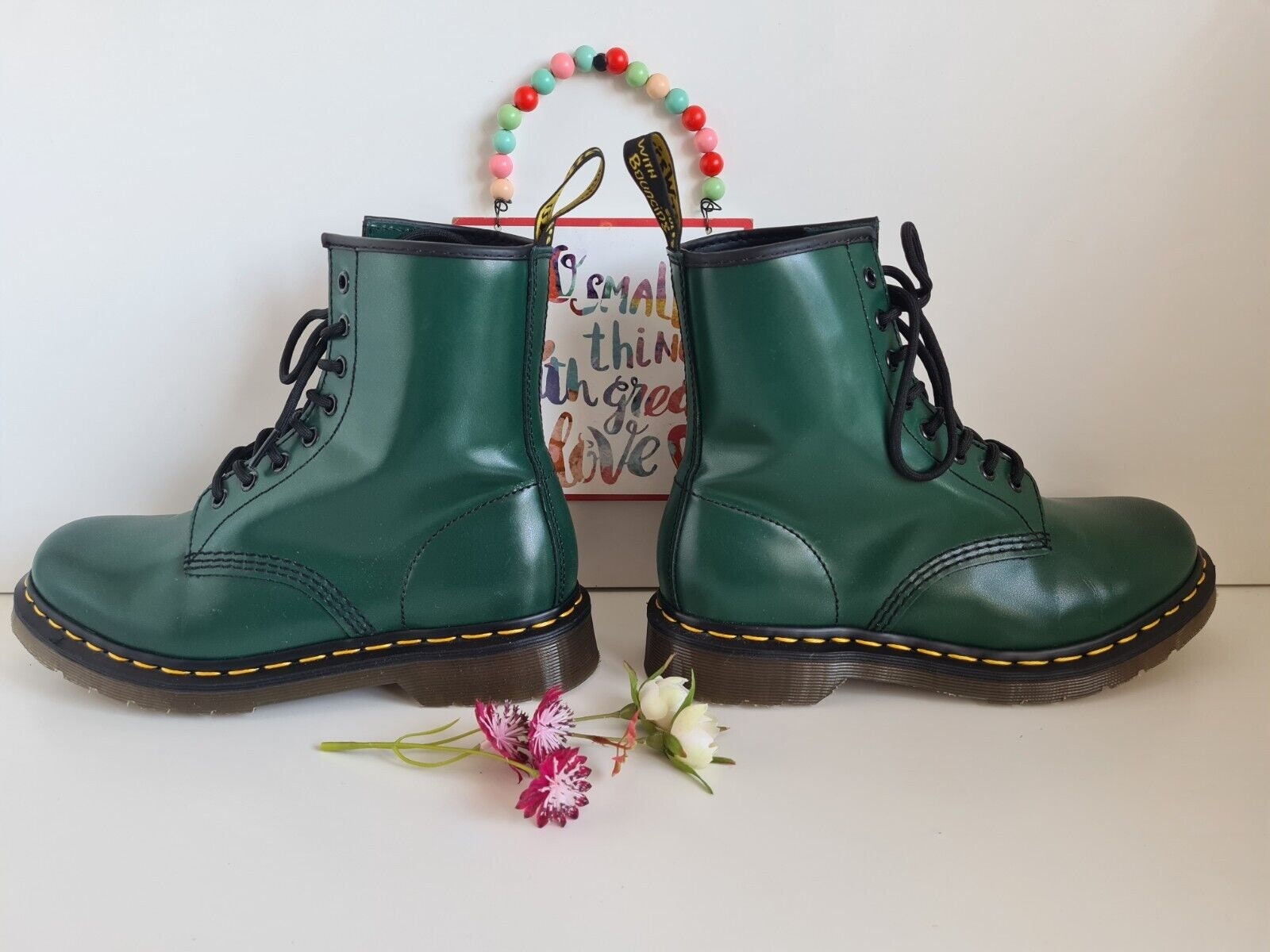 Dr Doc Martens 1460 8 Hole Green Leather Ankle Boots UK 7 US 9 EU
