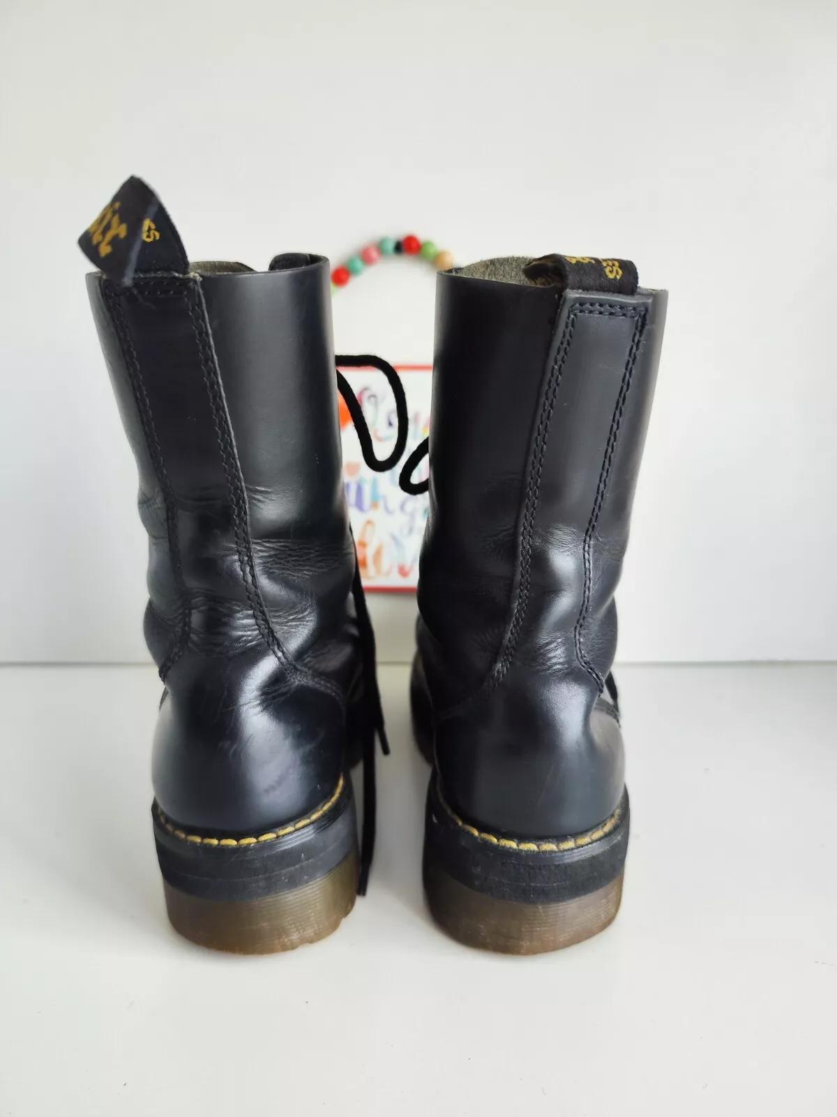 Dr Martens 2b34 1490 10 Eye Black England Vintage Metal Toe Boots