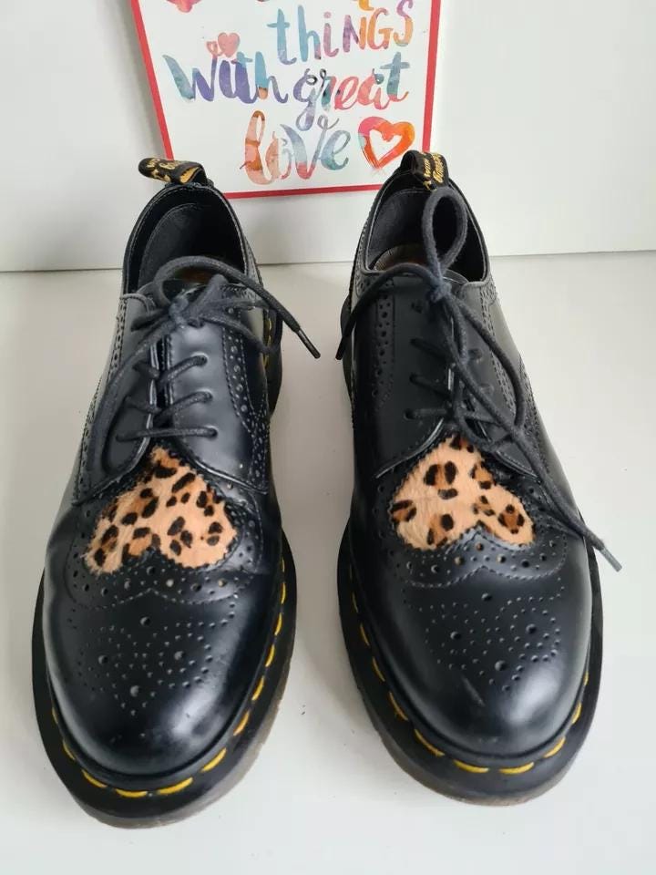 Dr Doc Martens 1461 Bentley II Joyce Heart Shoes Leopard Panther