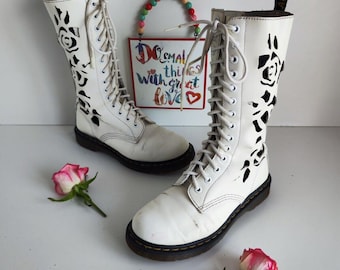 Dr.Martines 14ホール　UK4 Dr.Martens（ドクターマーチン） 14ホールブーツ グリーン×イエロー