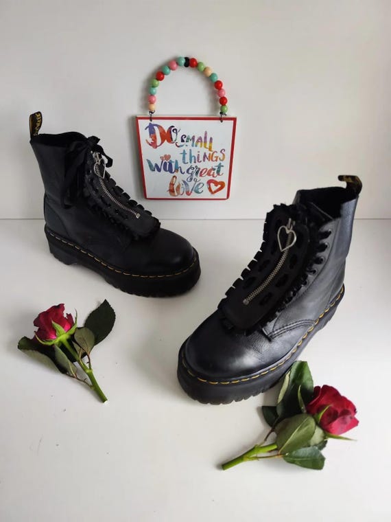Dr Martens Lazy Oaf Jungle Boots Quad Heart Platform Chunky Life