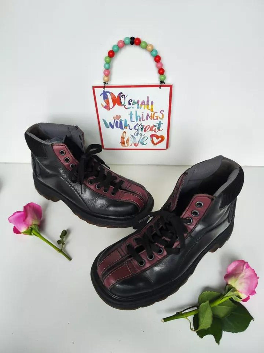 Bottes Doc Martens Vintage Made In England Années 90 - Taille 43 EU - Cuir Marron - Occasion