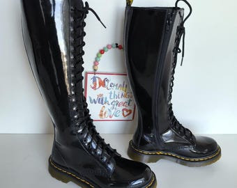 Dr Martens 1B60 Patent Black Knee High Boots - UK3 EU36 US5 - Etsy