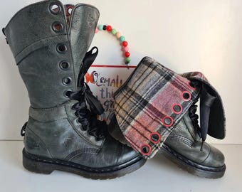 Dr Martens Aimilita Triumph Tartan 1914 Midcalf Fold Over Boots