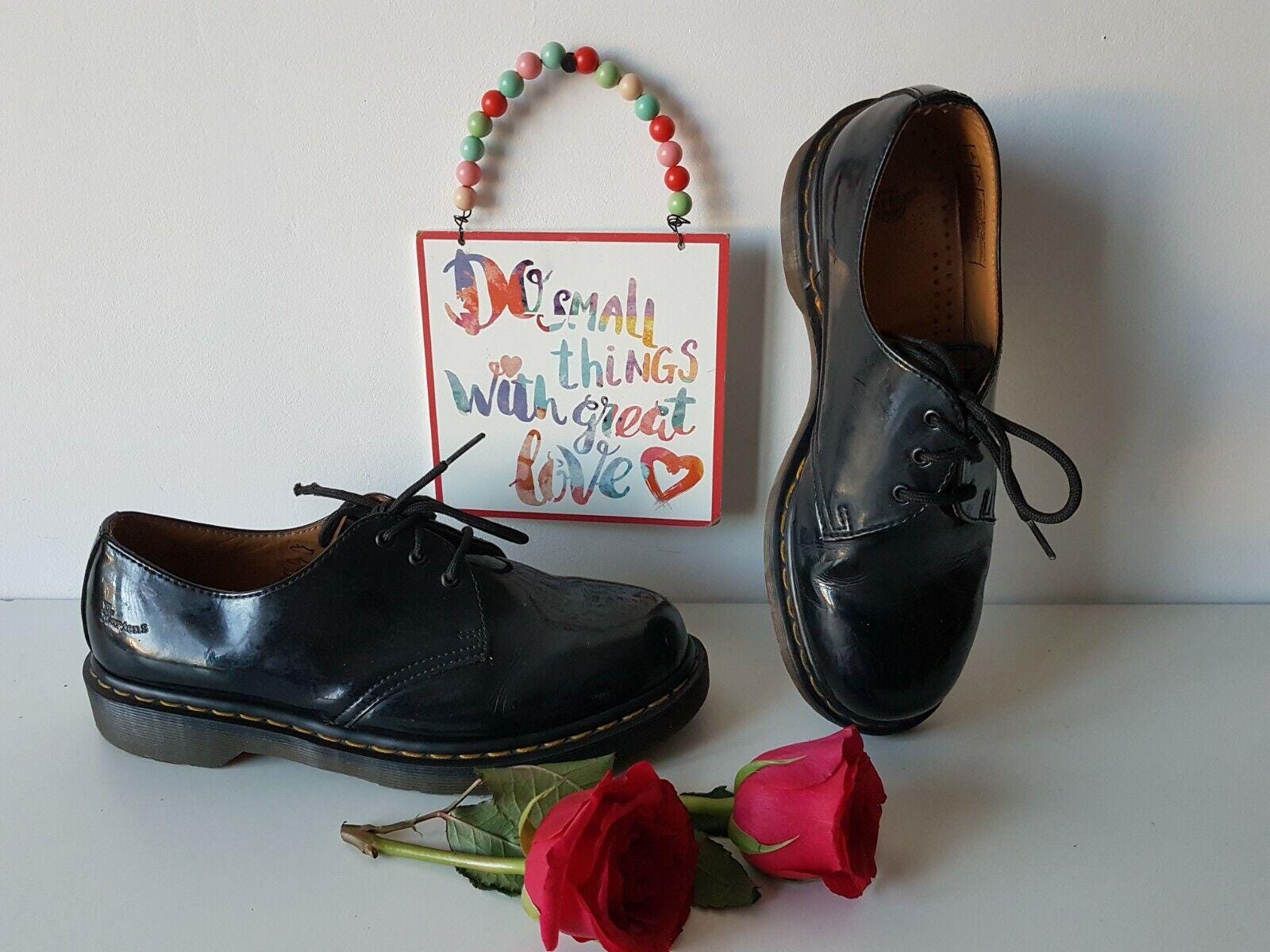 Dr. Martens 1461 Black Patent Leather Shoes, UK 7 / US 9 - Etsy