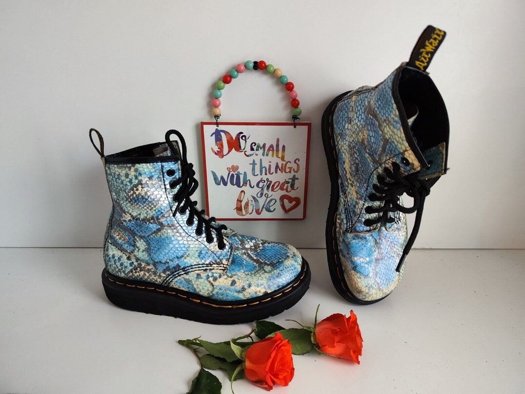 Vintage Dr Martens 1460 Boots, Blue Snake Skin, UK 5 EU 38 US 7 - Etsy