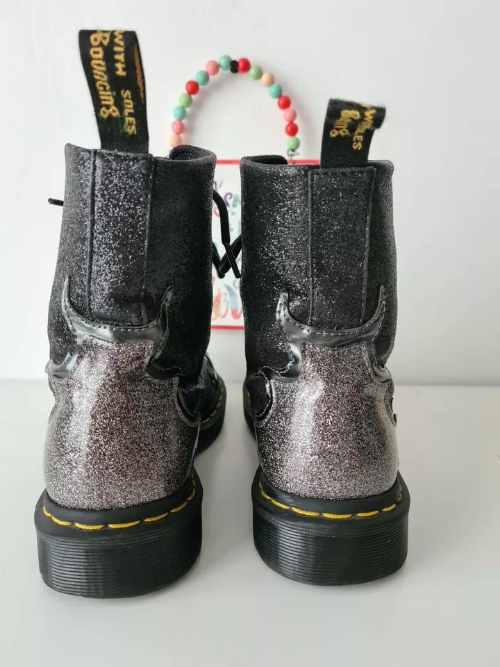 Dr.Martens FLAMING GLITTER ラメブーツ Doc Dr Martens 1460 Pascal Flame Glitter Black Grey Silver