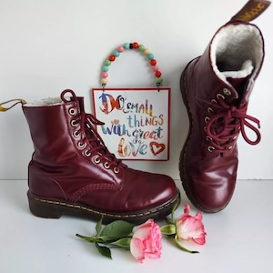 Dr Martens 1460 8 hole Pascal Shiraz Serena fur lined shearling boots UK6 EU39