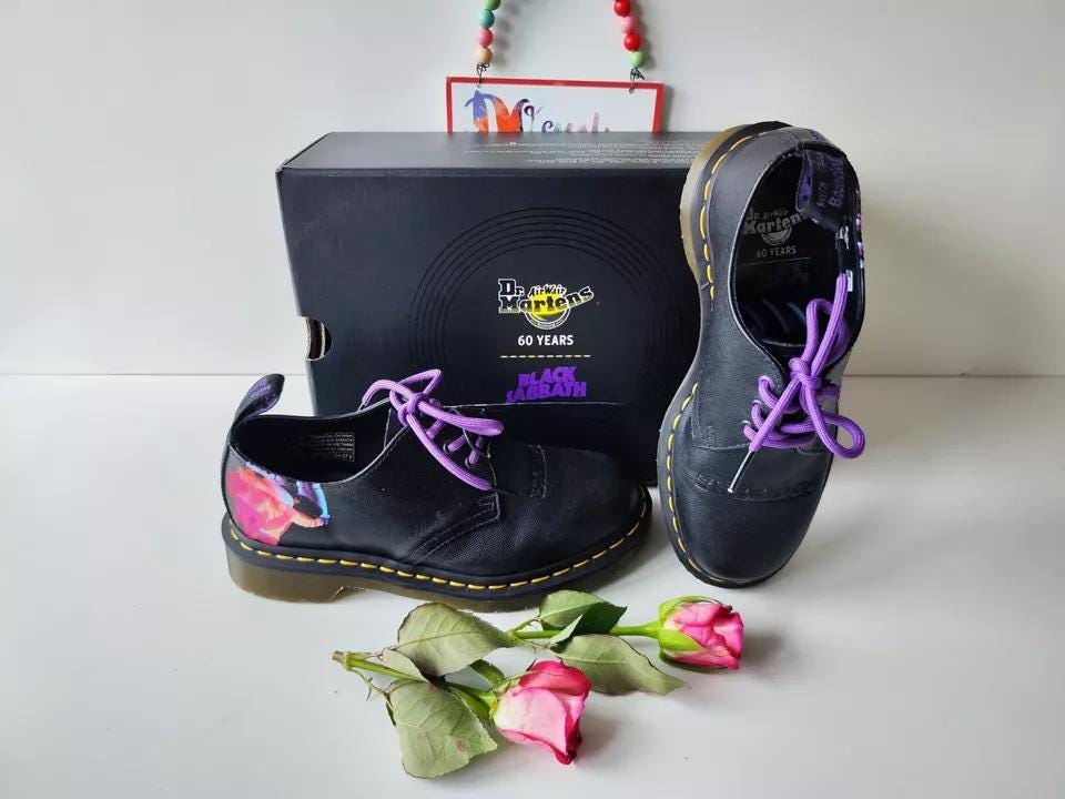 Dr Martens 1461 Black Sabbath Black Purple Backhand Shoes UK4 EU37