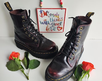 Bottines Dr Doc Martens Jadon rouges arcadia Quad grosses semelles doubles UK 4 EU 37 US 6