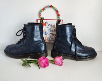 Dr Martens 1460 8 Eye Navy Blue Vintage England Boots UK5