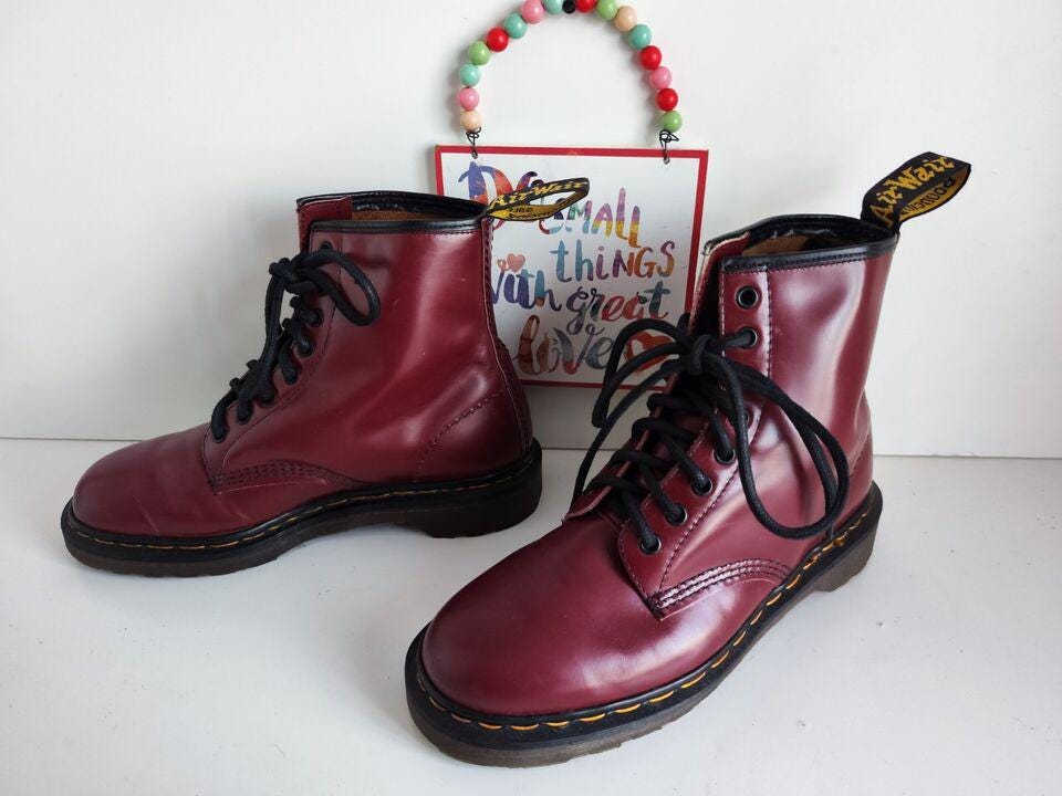 Vintage Dr Martens 8 Hole England Oxblood Cherry Red 1460 MIE