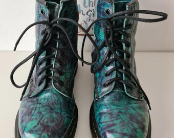 Dr. Martens 1460 Vintage Teal Green Rub off Leather Boots  display picture 2