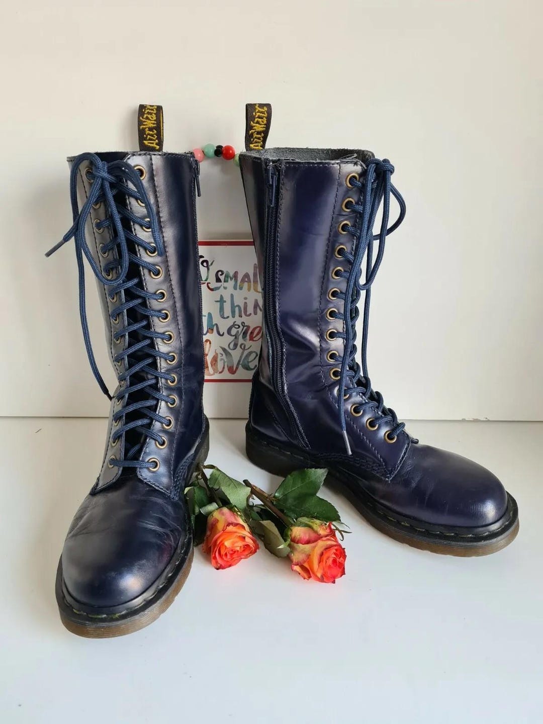 Dr. Martens England製 14ホール UK4 23〜23.5 Dr. Martens 1B99 Navy Blue Mid-calf Boots, 14 Hole, UK 4 / US 6 - Etsy