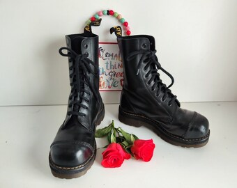1490 Nine Inch Nails Leather Mid Calf Boots in | Dr. Martens