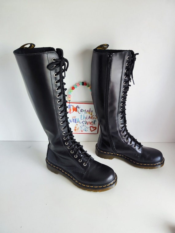 Buy Dr Martens 20 Hole 1b60 Black Buttero Noir Knee High Tall