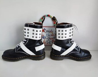 Dr. Martens 1490 Joska Stud Boots, Black & White, UK6.5 US8.5 EU40