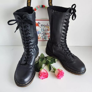 Dr Martens 1B99 14 eye Virginia zip black mid calf boots UK 6 EU 39 US 8