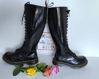 Dr Martens 1B60 Patent Black Knee High Boots - UK3 EU36 US5 - Etsy