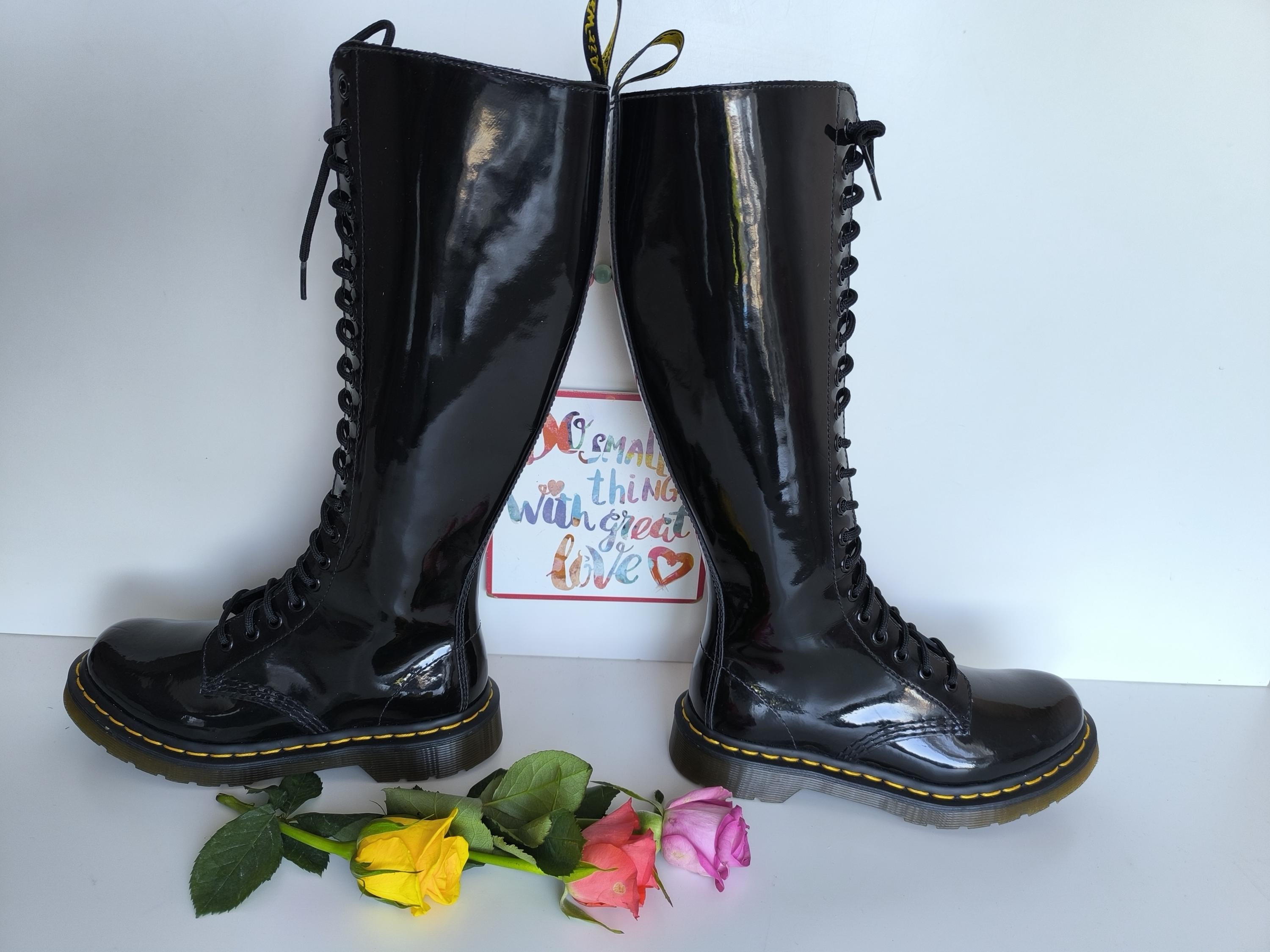 Dr Martens 1B60 Patent Black Knee High Boots - UK3 EU36 US5 - Etsy