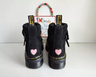 Dr Martens Lazy Oaf Buckle Black Heart Platform Quad Sole Pink