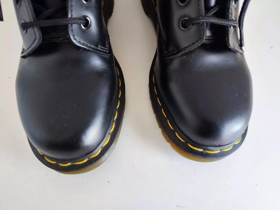 Dr Martens 1460 8 Hole Black Logo Brand Boots Black Yellow Dr Martens 1460 8 Hole Black Logo Brand Boots Black Yellow