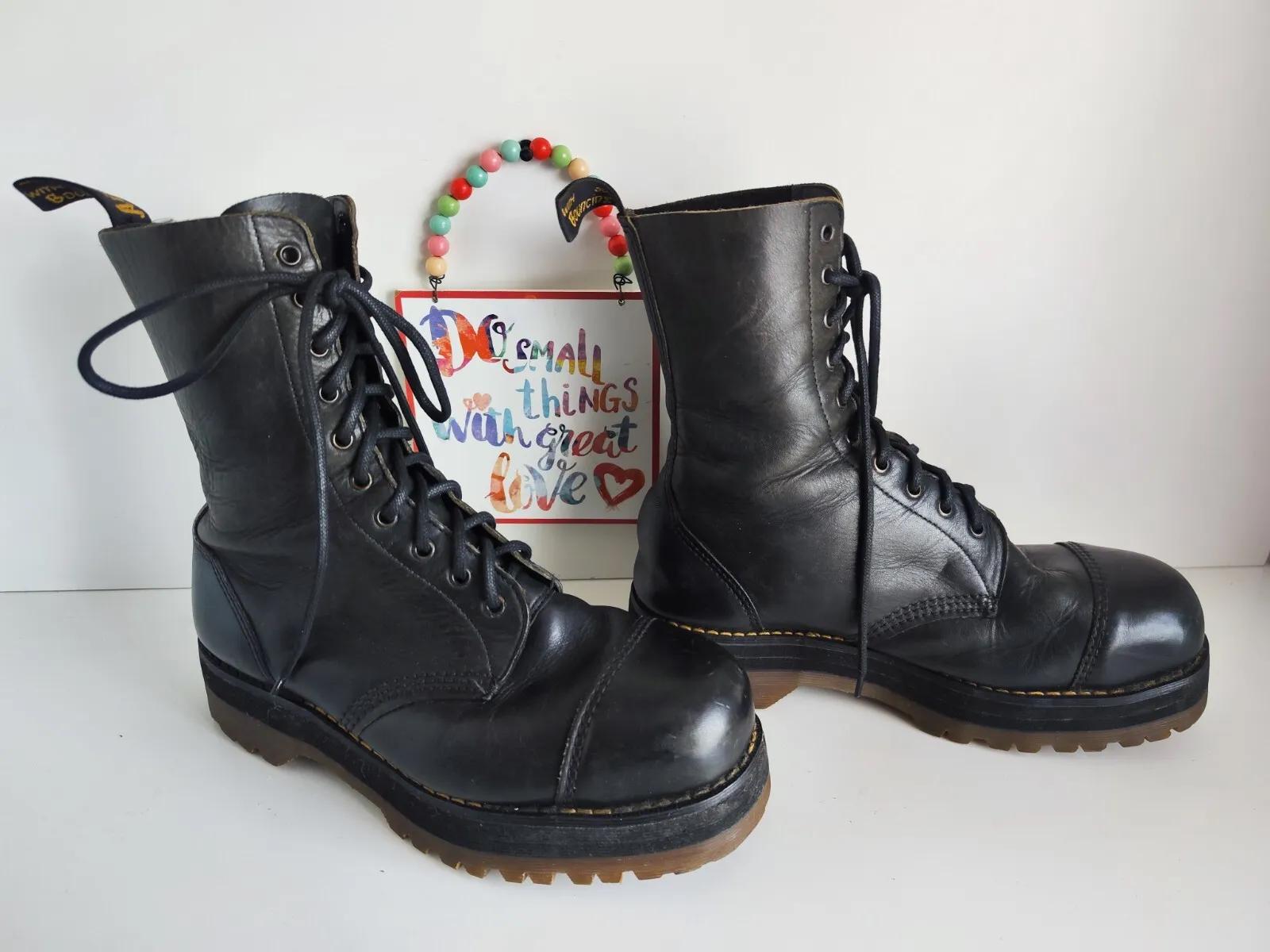 Dr Martens 1940 10 Eye Vintage England Platform Metal Toe Boots