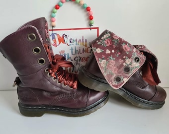 Dr Doc Martens Triumph Aimilita Aimee fold over brown floral boots UK3 EU36 US5