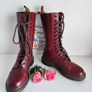 Dr Martens 11855 1914 14 eye cherry red mid calf boots UK 4 EU 37 US 6