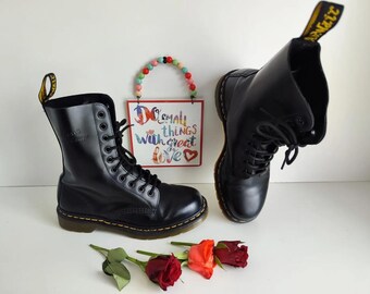 Dr Martens 1490 Joska Stud Black White Ankle Buckle Boots UK6.5
